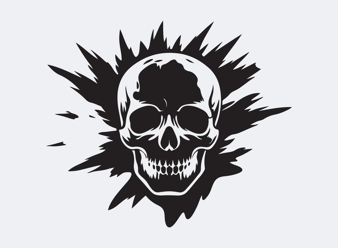Blood skull silhouette, skull logo, illustration isolated on white background. vector