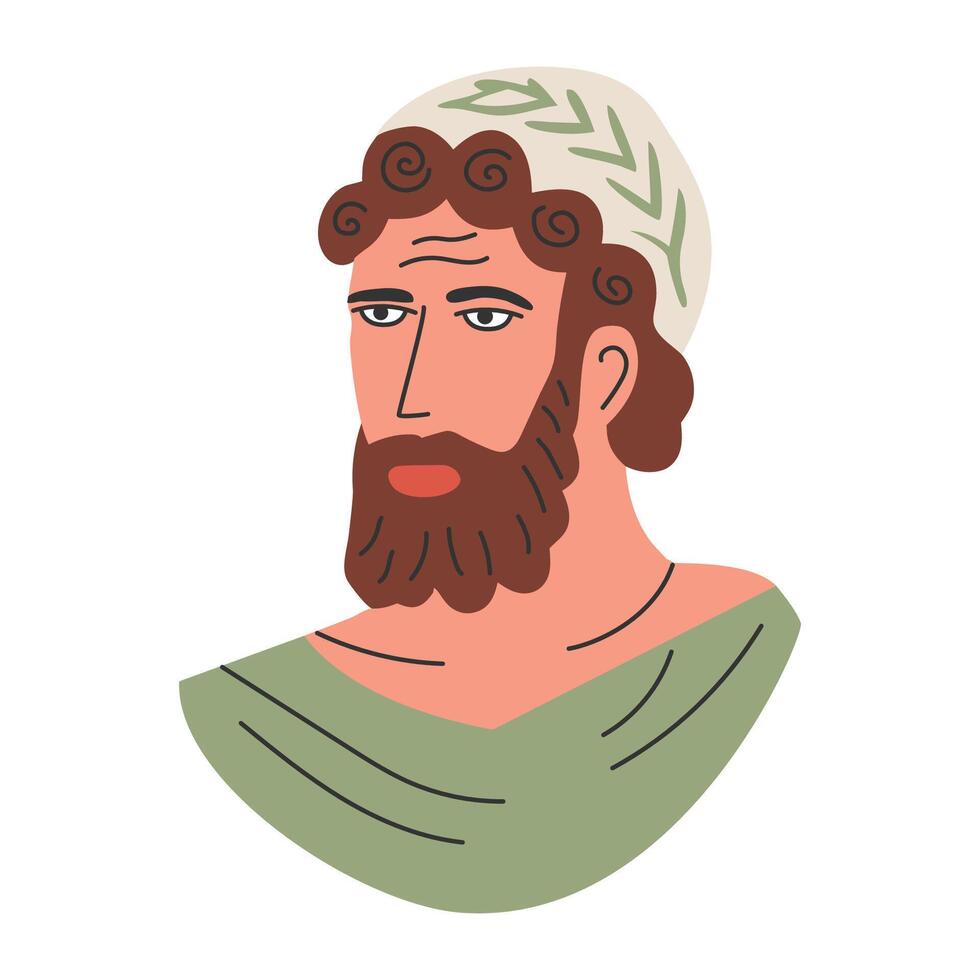 A man with a beard in a traditional headdress. illustration in flat style. Isolated on white background. vector