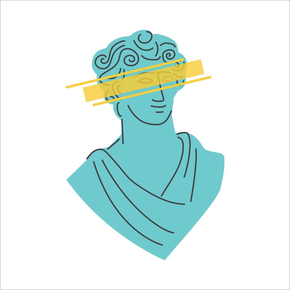 Antique Greek ancient statue. Mythological trendy characters. illustration vector