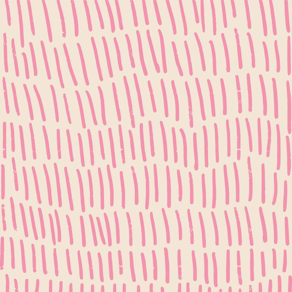 Hand drawn pink pattern, vertical hatching. Pencil textured lines on beige background, doodle rain, stripe, hatch. Sketch illustration. vector