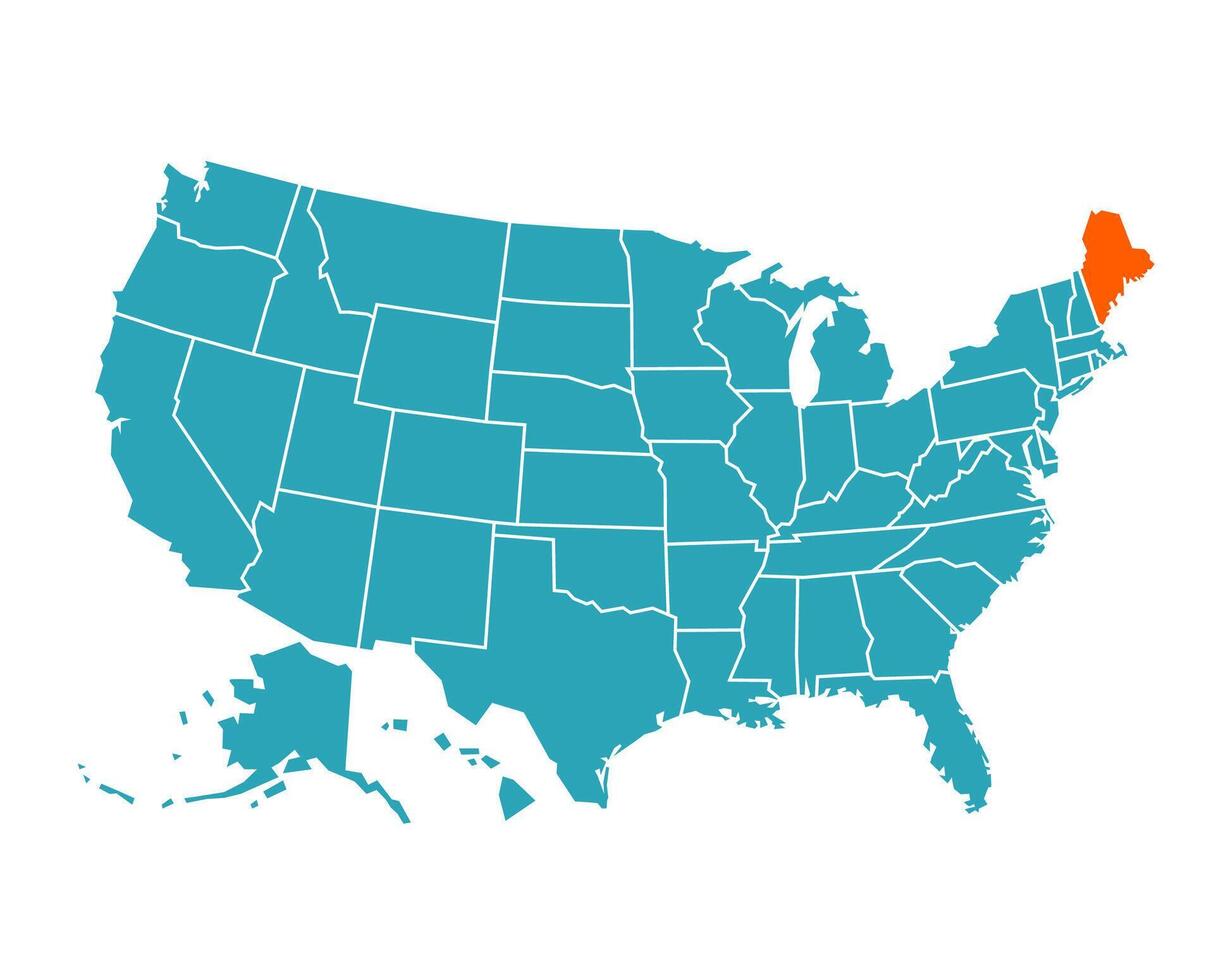 USA map with Maine map prominent. vector