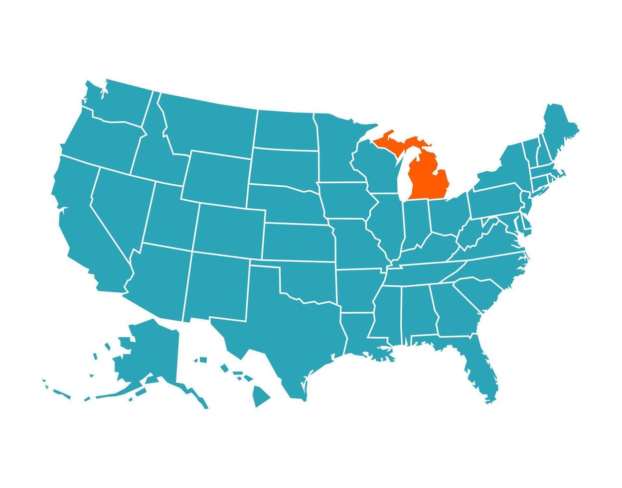 USA map with Michigan map prominent. vector