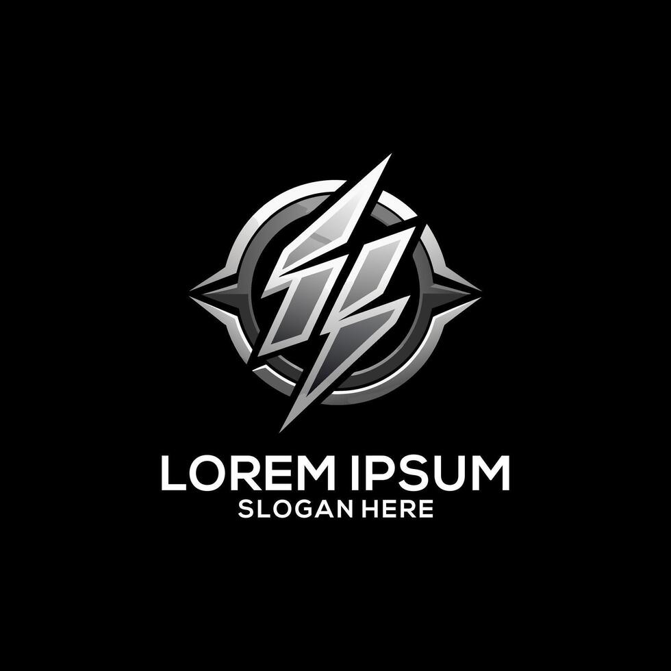 Luxury Golden Electric Logo with abstract letter bolt logo template design Brand Electric Logo. Electric Logo for business, vector