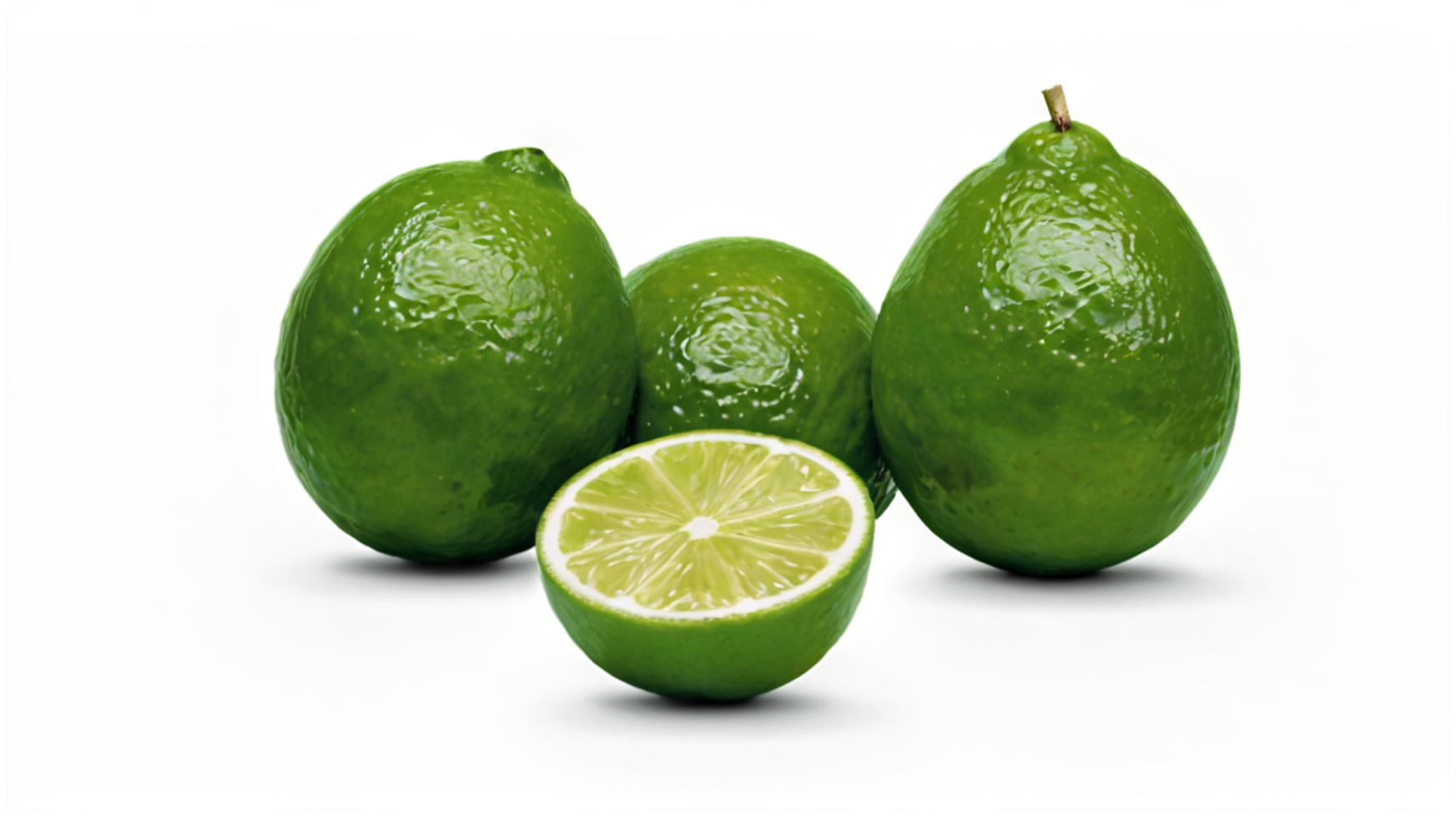 A lime is sitting on a transparent background. The lime is green png
