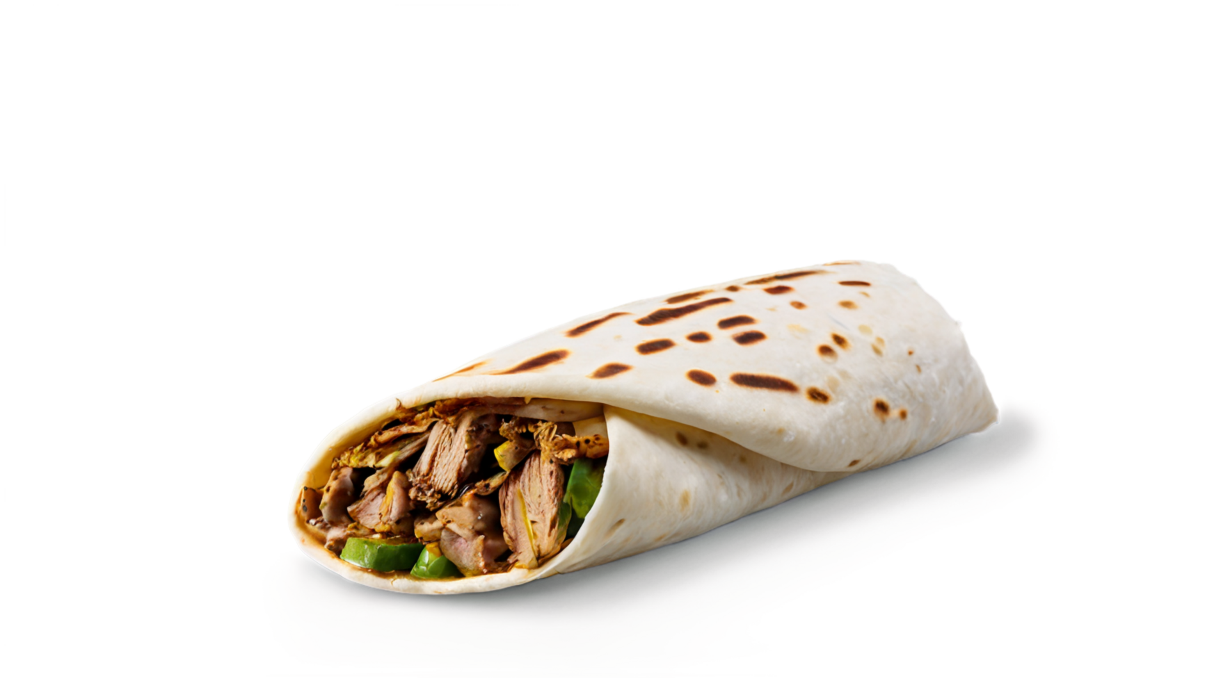 A tortilla wrap with meat and vegetables png