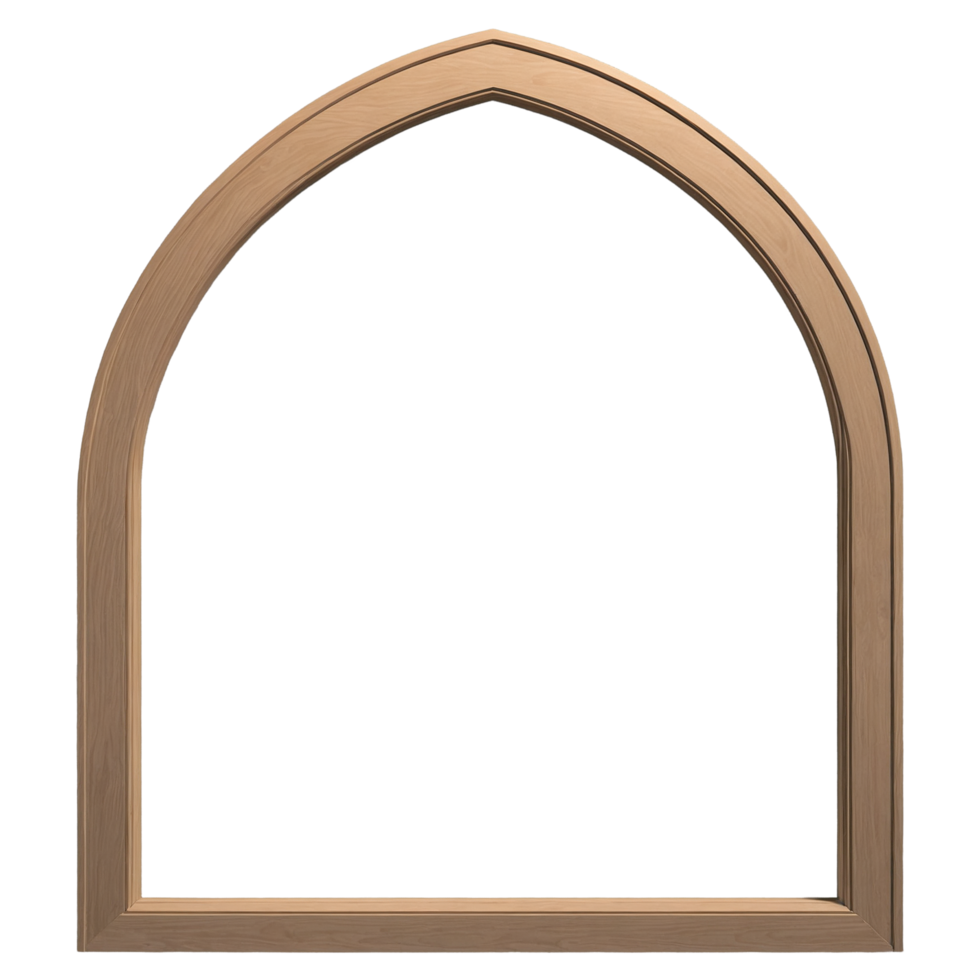 3D rendering of a simple wooden arch window frame png