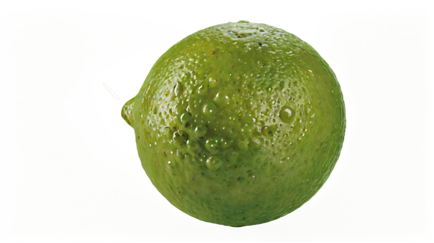A lime is sitting on a transparent background. The lime is green png