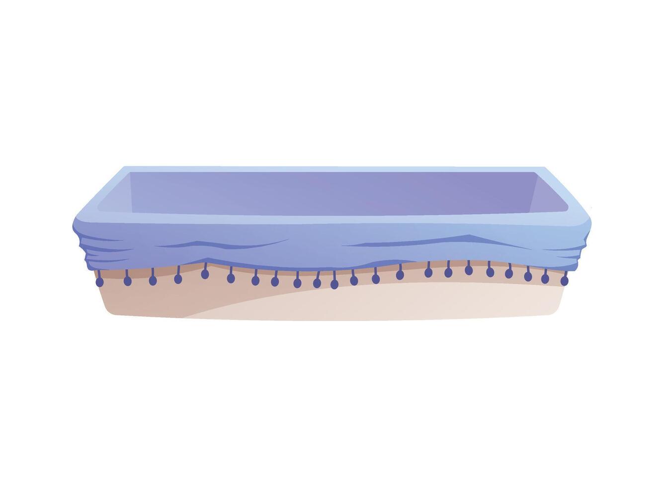 isolated cartoon illustration of empty container or box, home interior, storage organization in baskets. vector