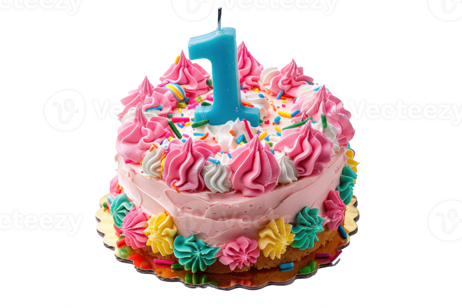 a pink cake with frosting on top on transparent background png