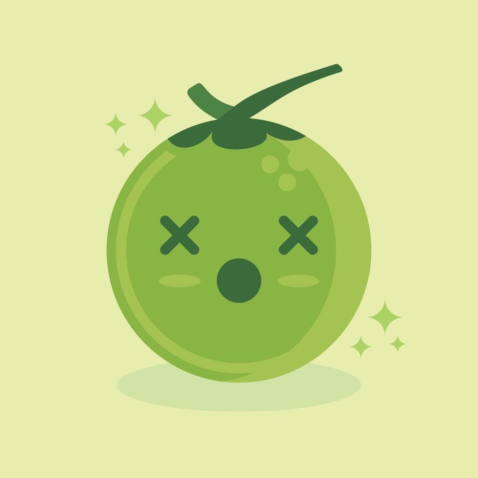 cute young coconut with various expressions vector