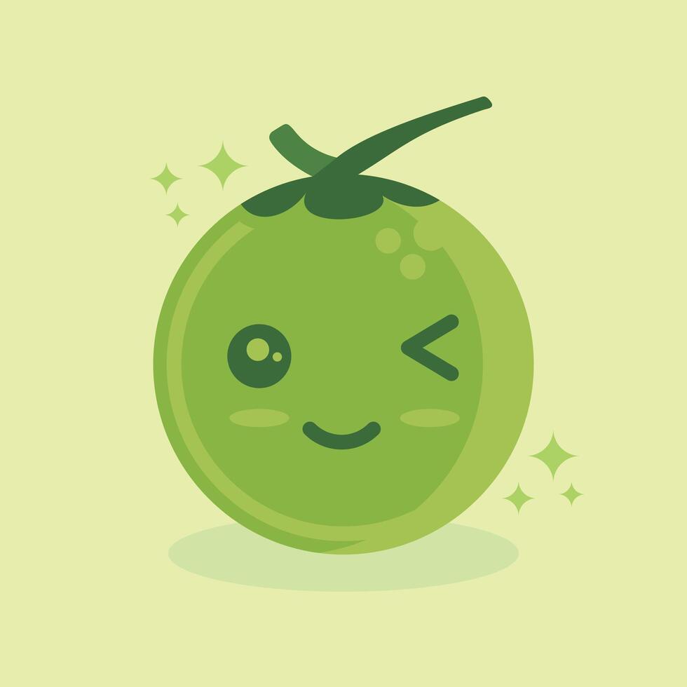 cute young coconut with various expressions vector
