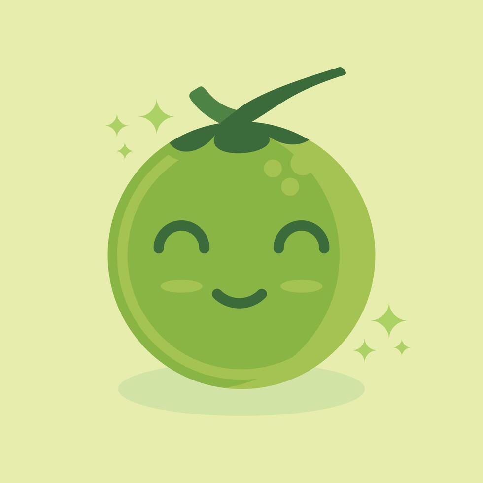 cute young coconut with various expressions vector