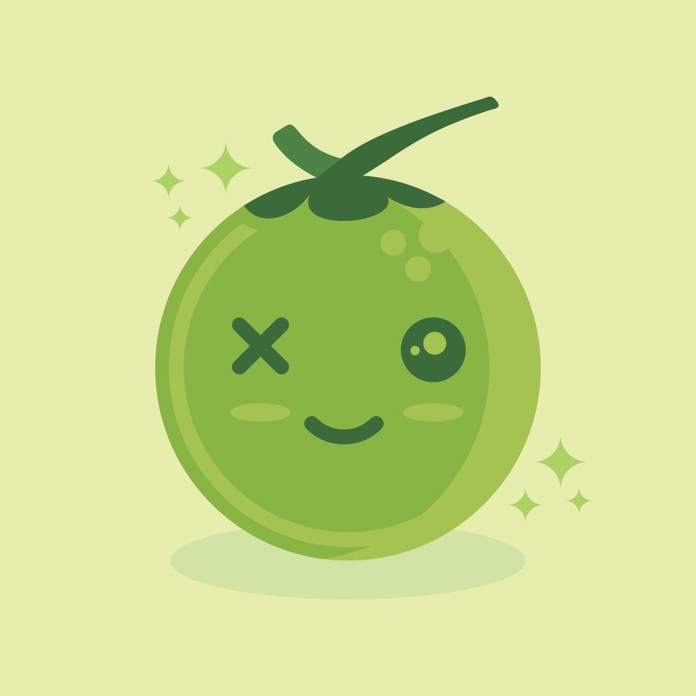 cute young coconut with various expressions vector