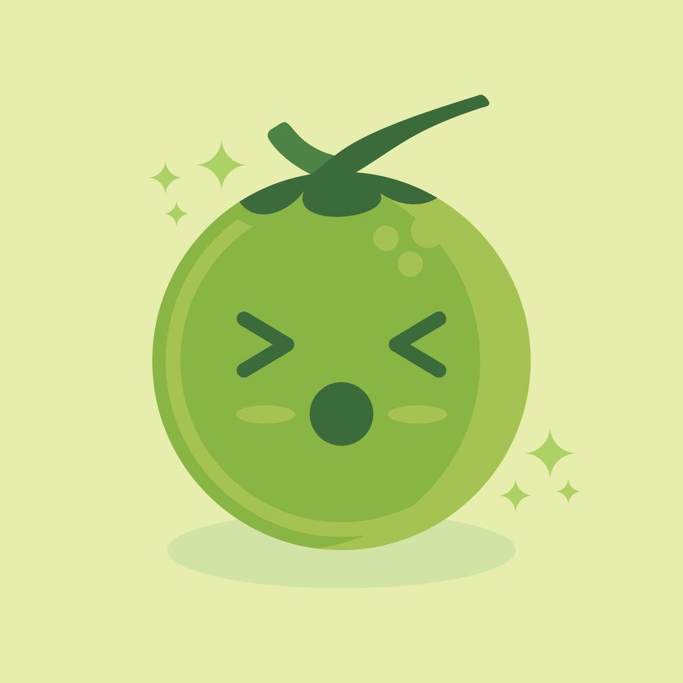 cute young coconut with various expressions vector