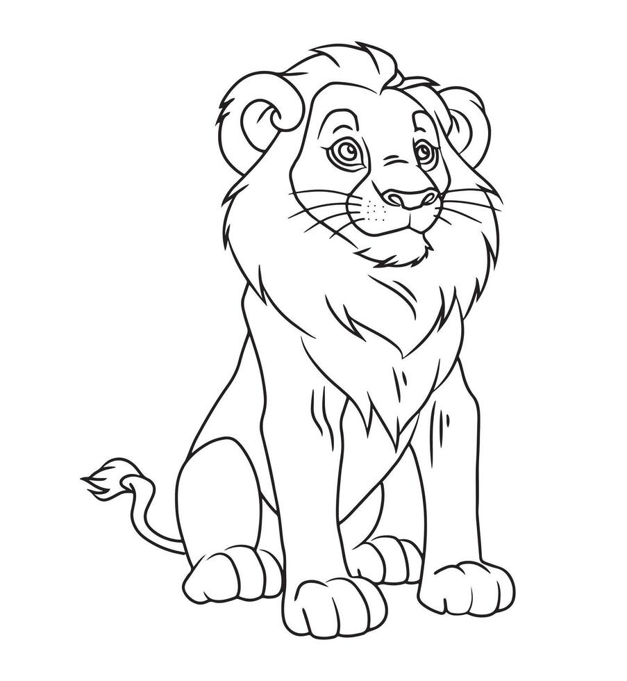 illustration of a lion. coloring pages for kids and adults vector