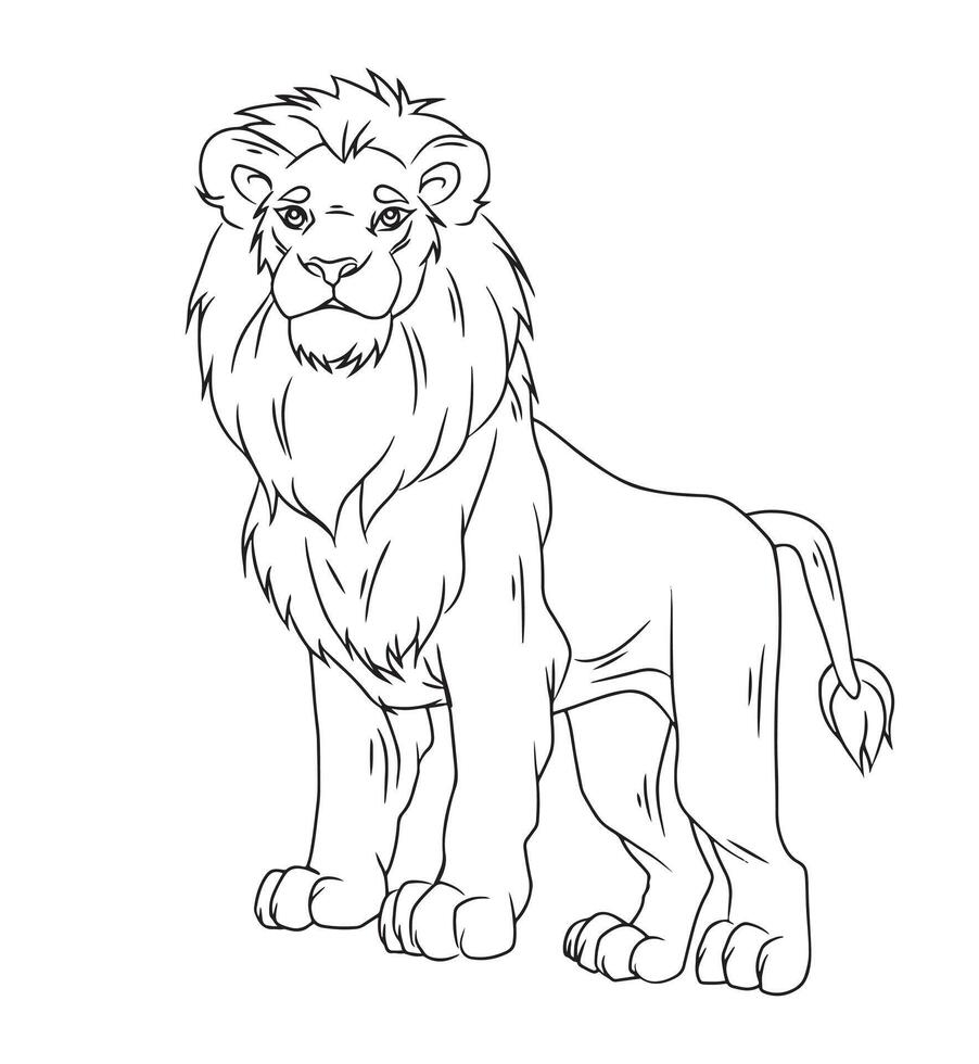 illustration of a lion. coloring pages for kids and adults vector