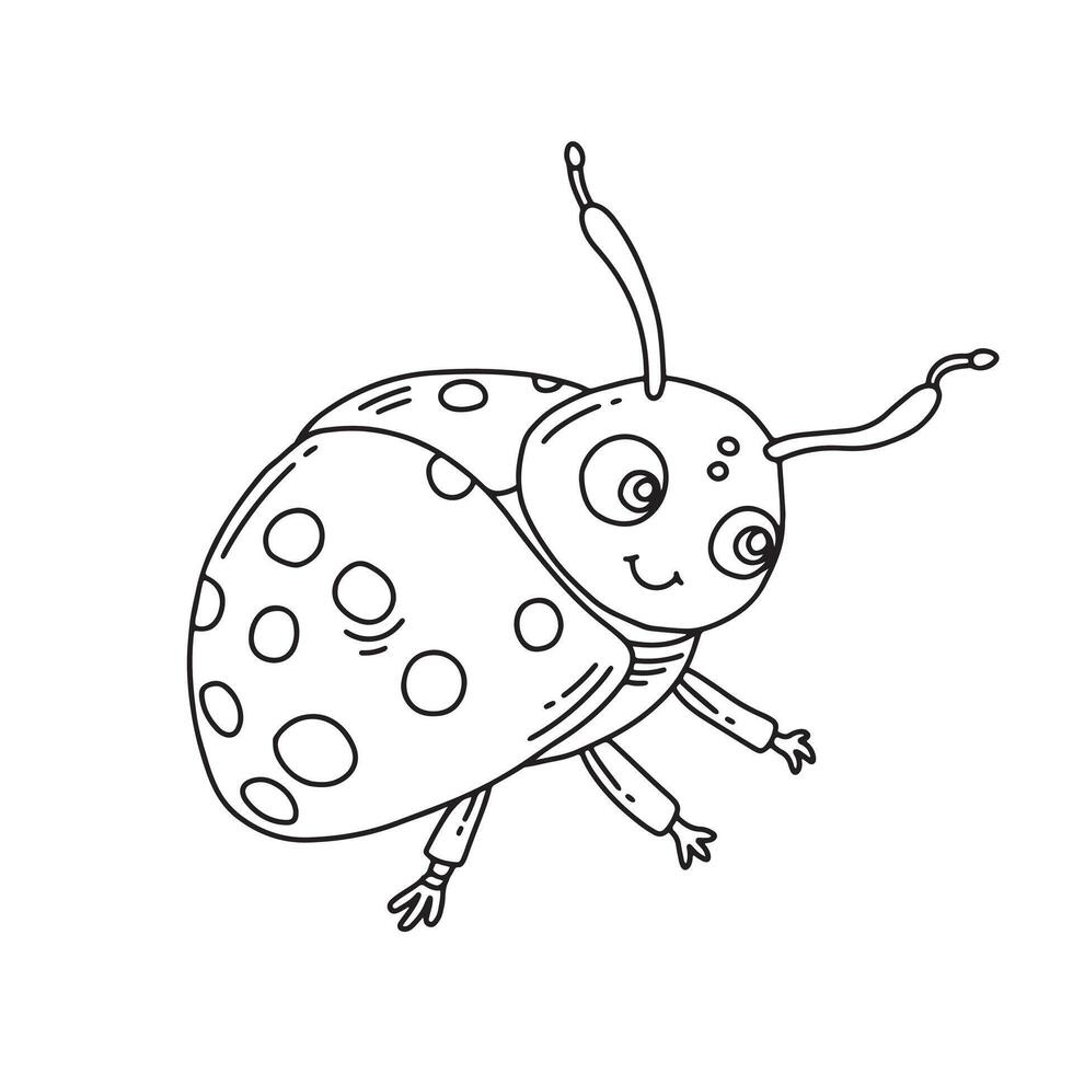illustration of a ladybug. coloring pages for kids and adults vector