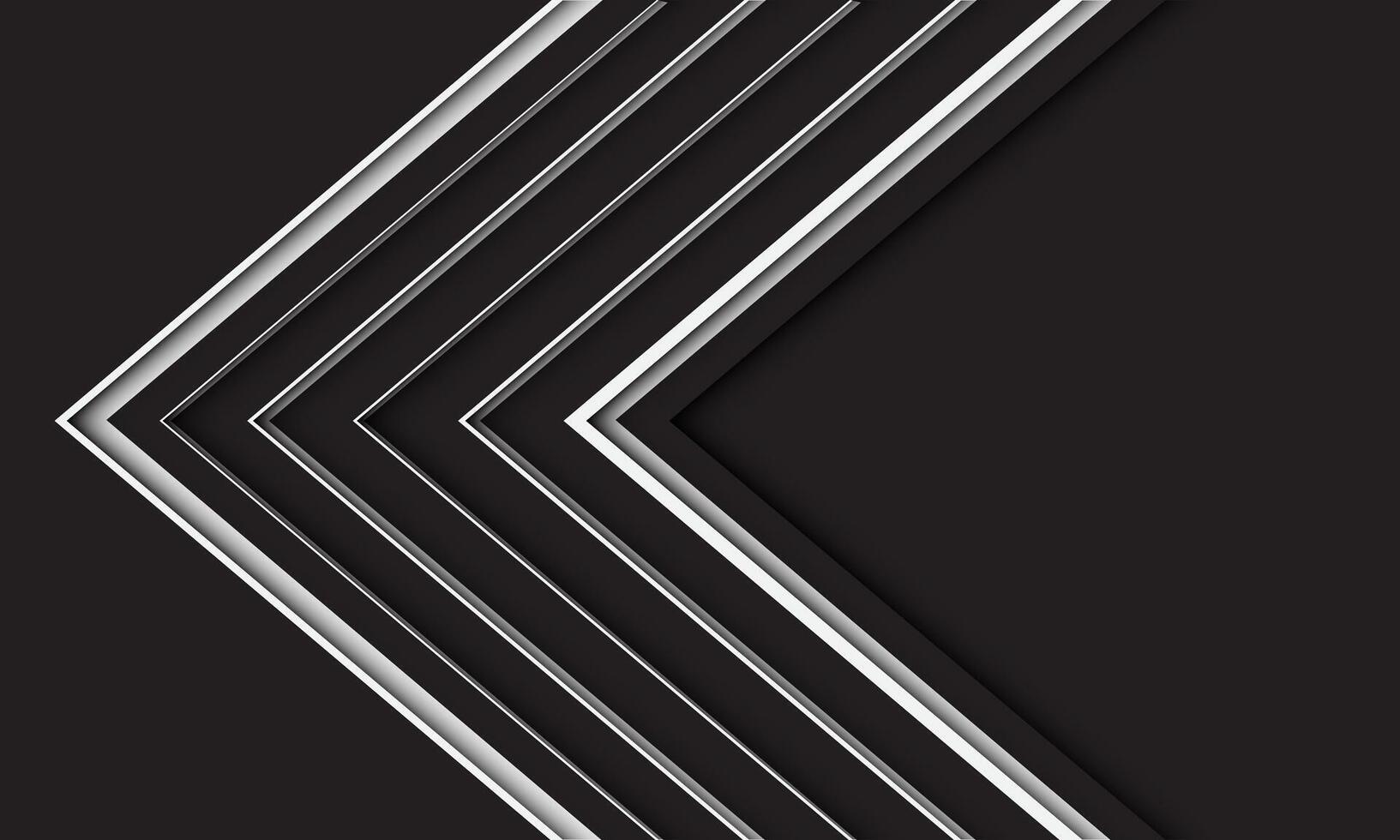 Abstract white arrow grey shadow direction geometric on black blank space design modern futuristic technology background vector