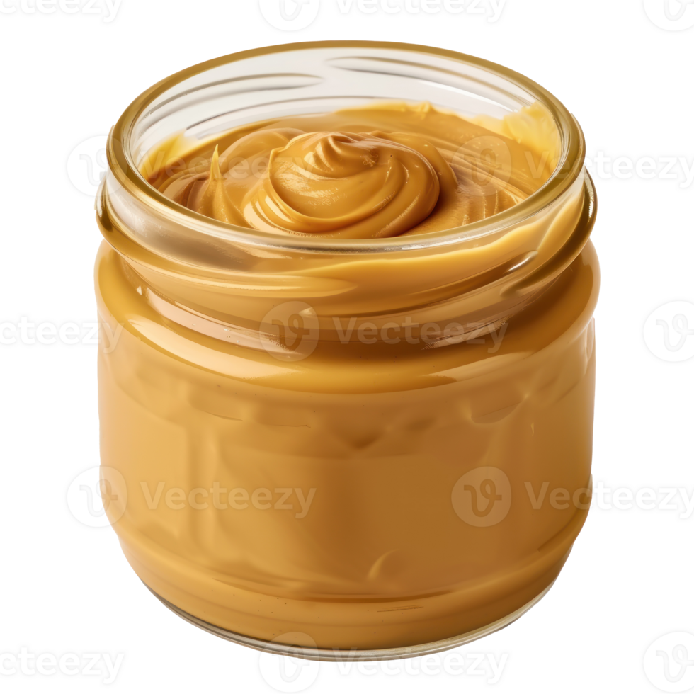 peanut butter in a glass jar on a transparent background png