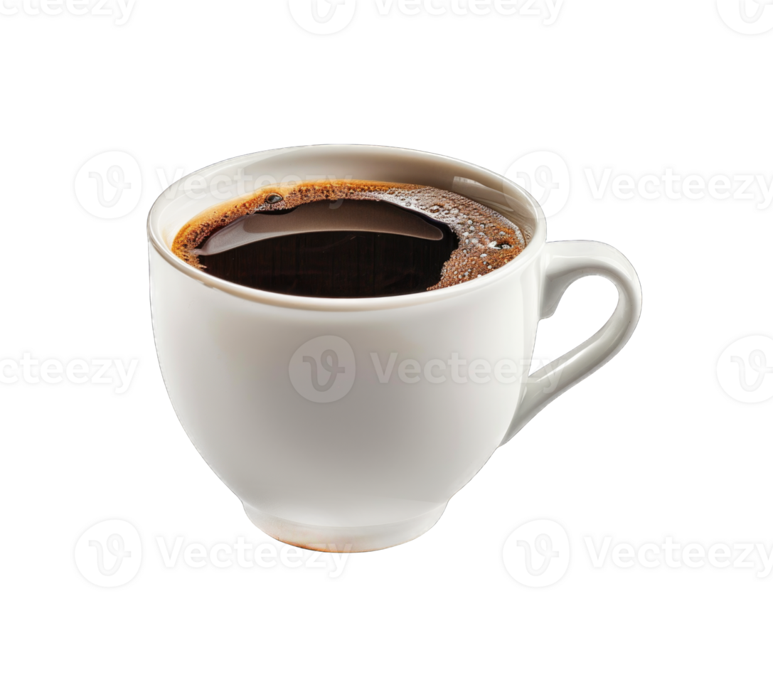 Cup of black coffee isolated on transparent background cutout png