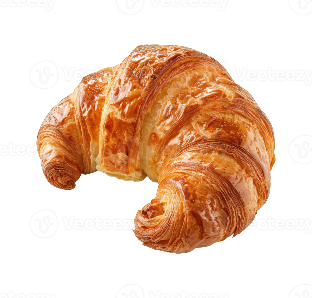 Fresh Croissant isolated on transparent background cutout png