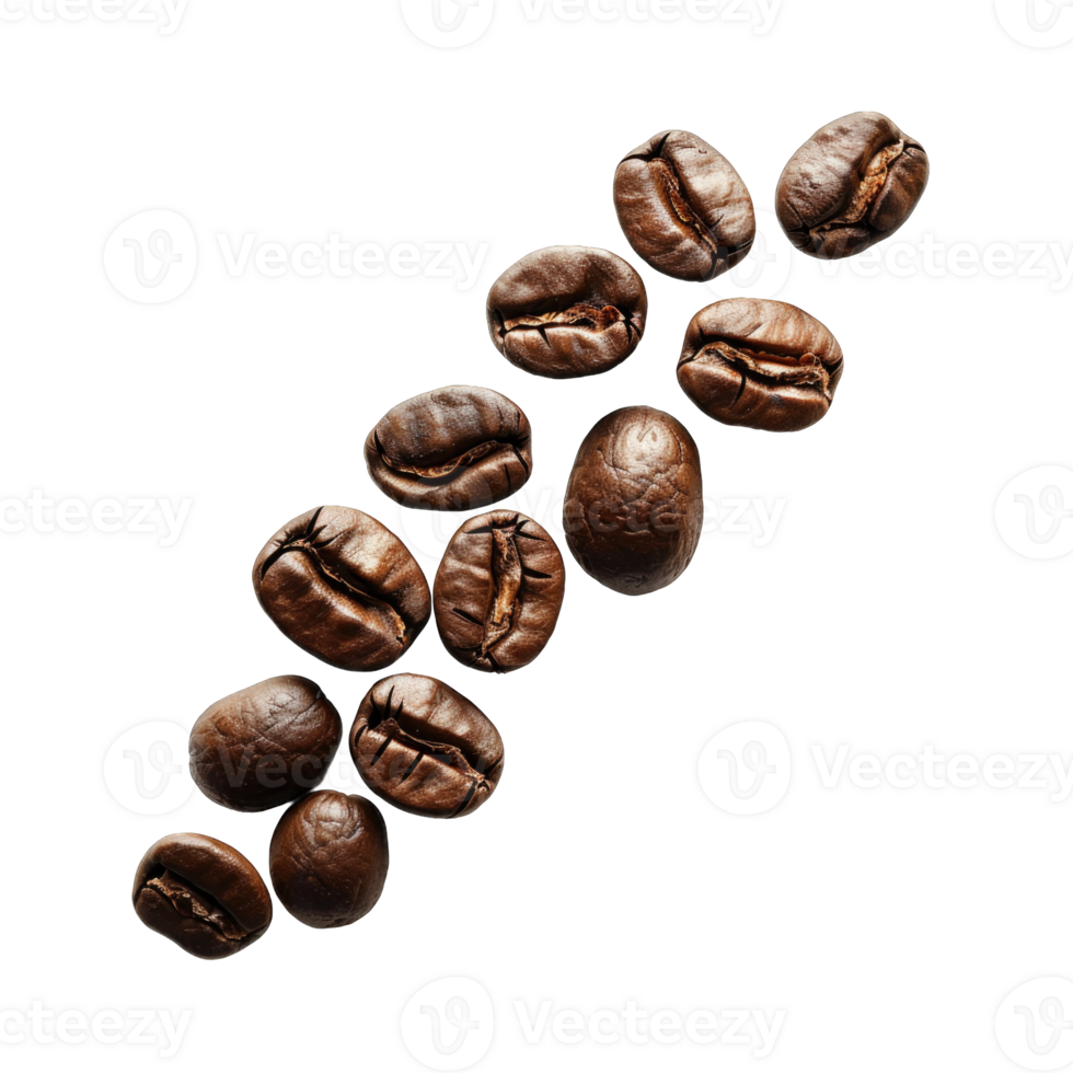 Aroma Coffee beans isolated on transparent background cutout png