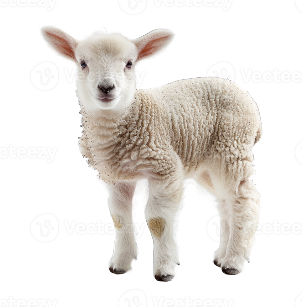 Sheep lamb little looking at camera isolated on transparent background cutout png
