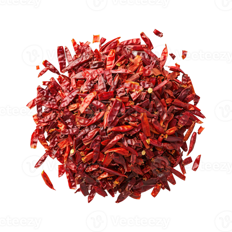 Dry red chilies isolated on transparent background cutout png