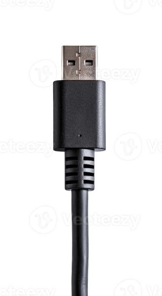 USB cable plug connector isolated on transparent background cutout png