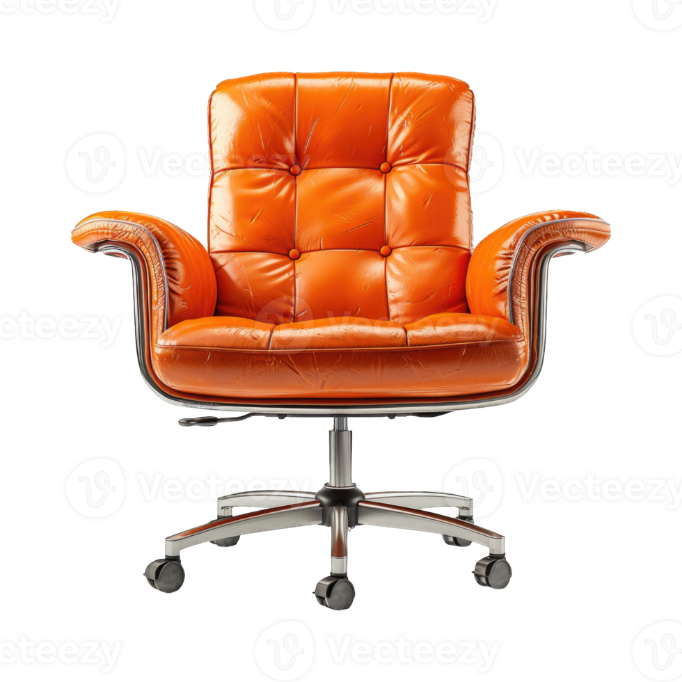 Brown modern chair isolated on transparent background cutout png