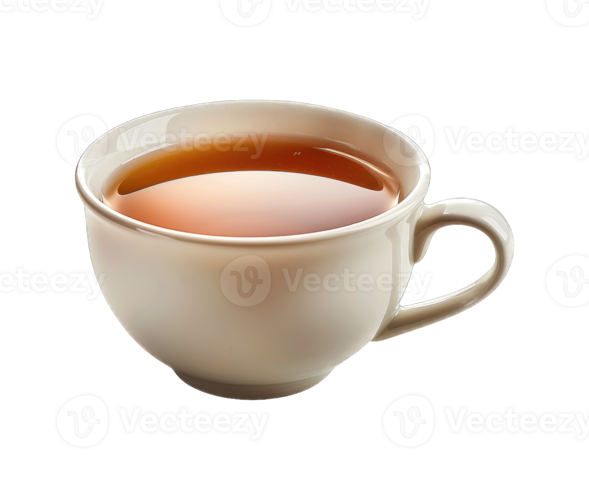 Cup of black tea isolated on transparent background cutout png