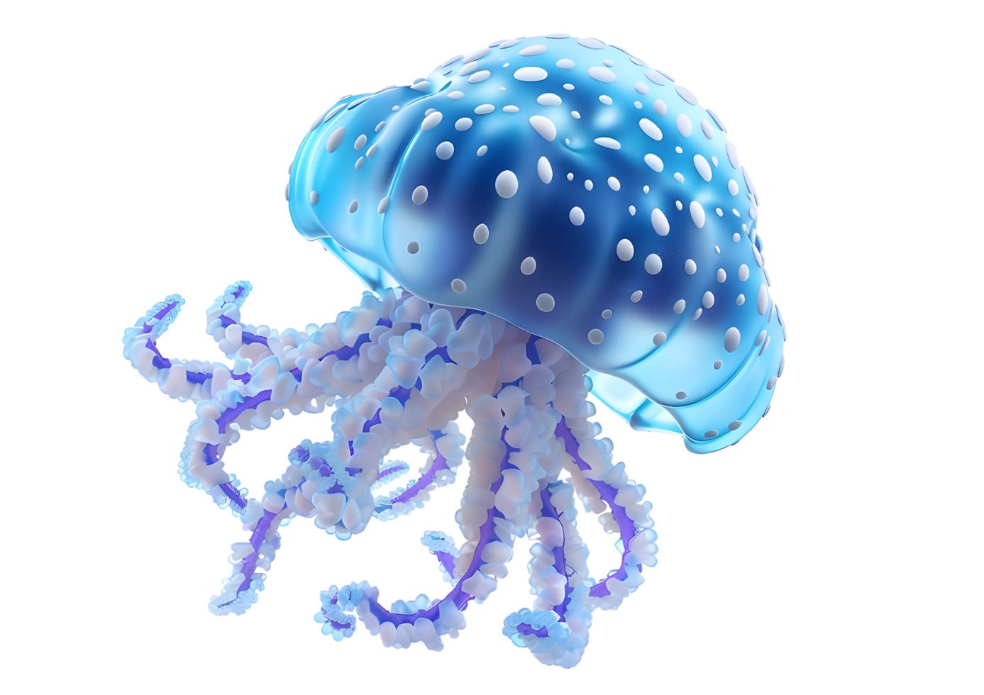 Blue Jellyfish with White Spots. Isolated on transparent background png
