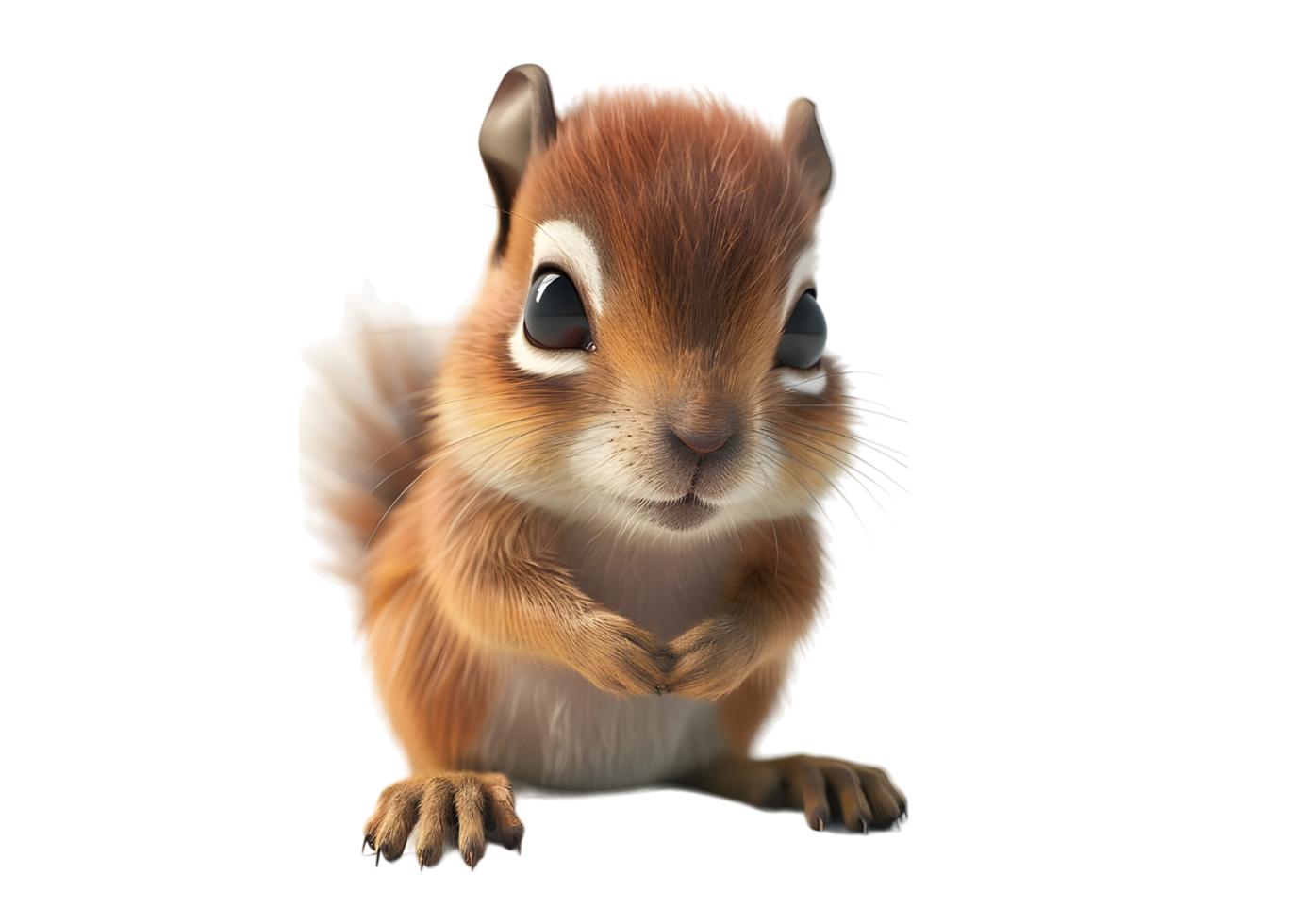 Cute Squirrel with Big Eyes. Isolated on transparent background png