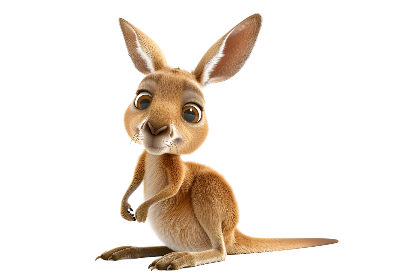 Cute kangaroo cartoon character. Isolated on transparent background png
