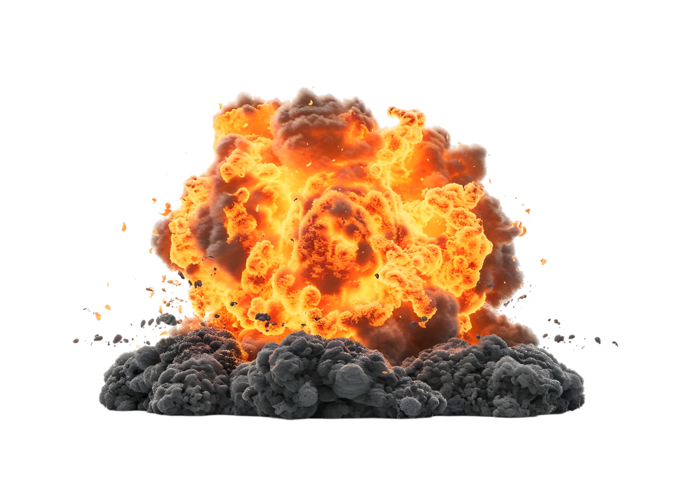 Powerful Explosion with Smoke and Fire. isolated on transparent background png