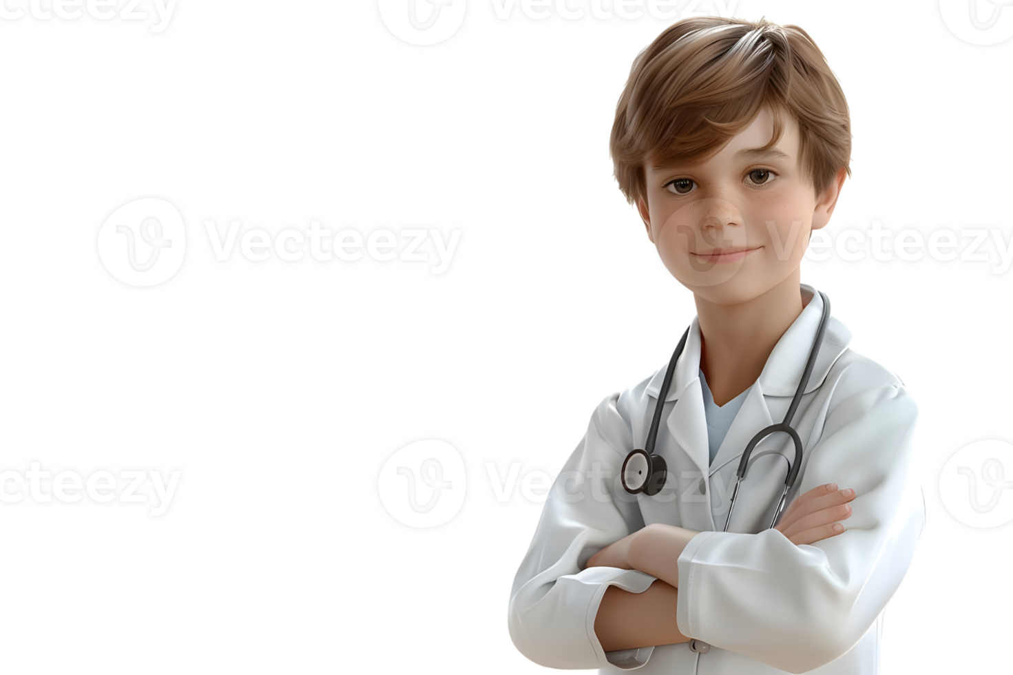Young Doctor with Stethoscope. Isolated on transparent background png