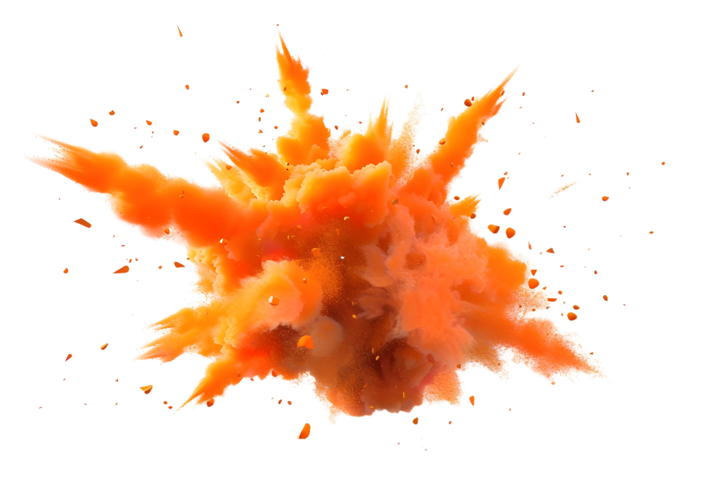 Abstract orange explosion with scattered particles. isolated on transparent background png