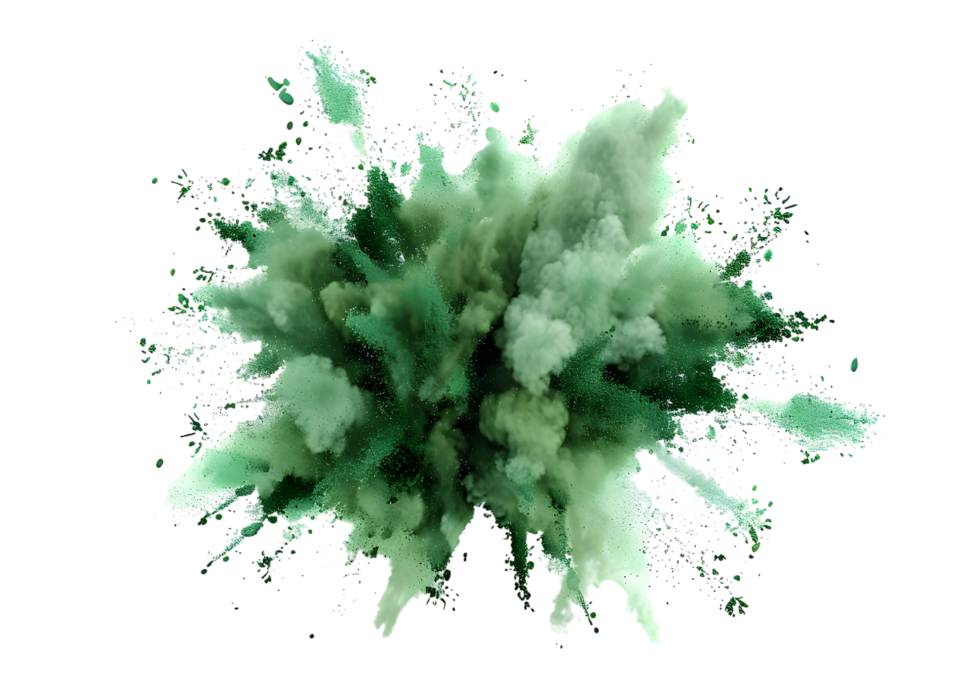 Green Smoke Explosion. isolated on transparent background png