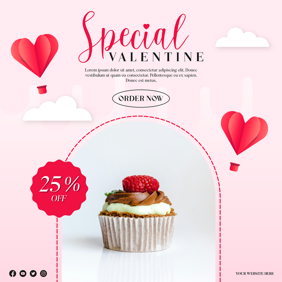 Special valentine discount offer minimalist theme social media post template psd