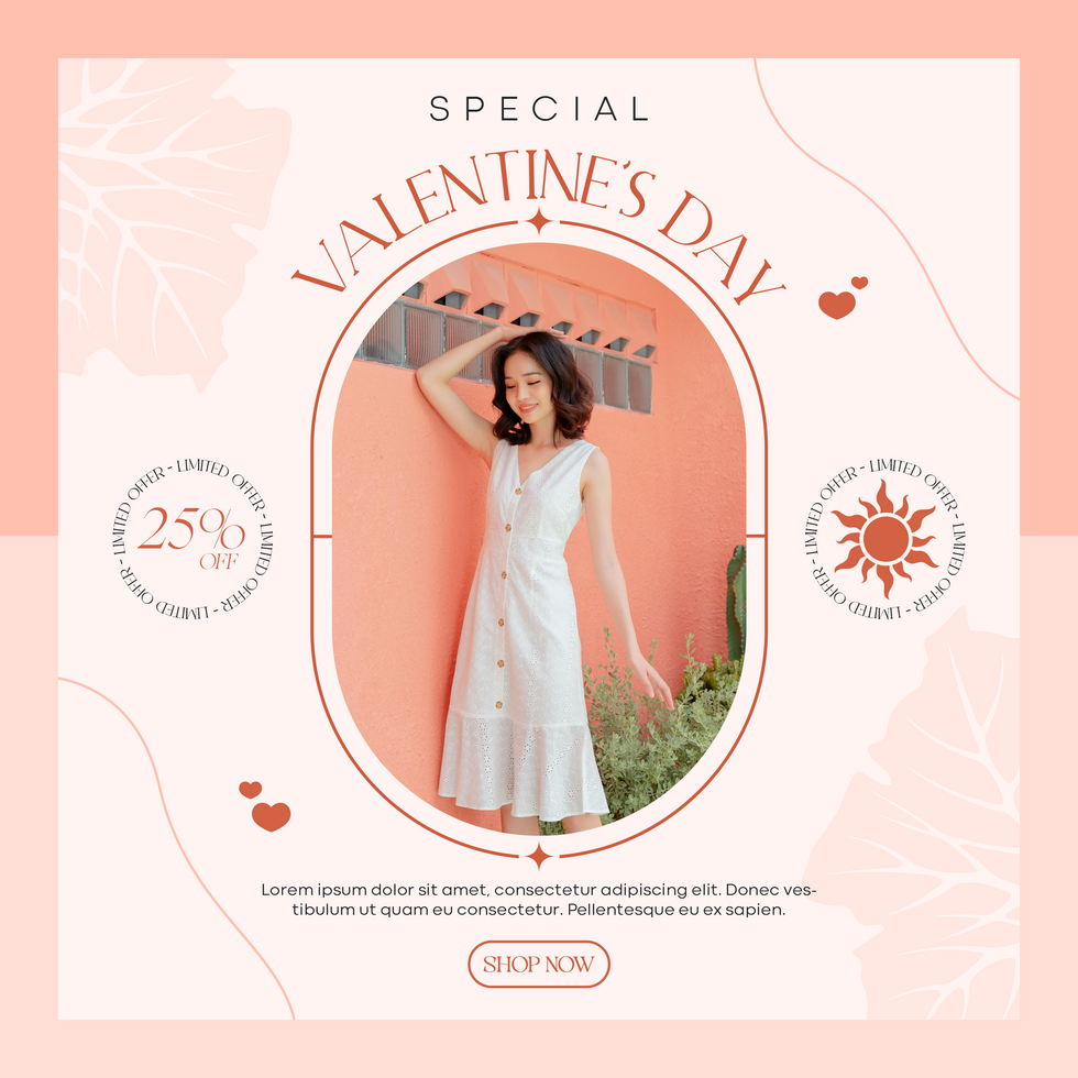 Valentines Day Fashion Sale Discount Offer Elegant Theme Social Media Post Template Design psd