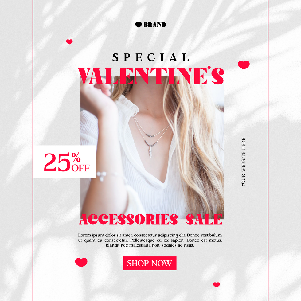Special Offer Valentine Sale Women Accessories Fashion Social Media Post Template psd