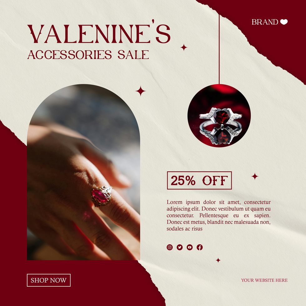 Valentines Accessories Sale Discount Offer Social Media Post Template psd
