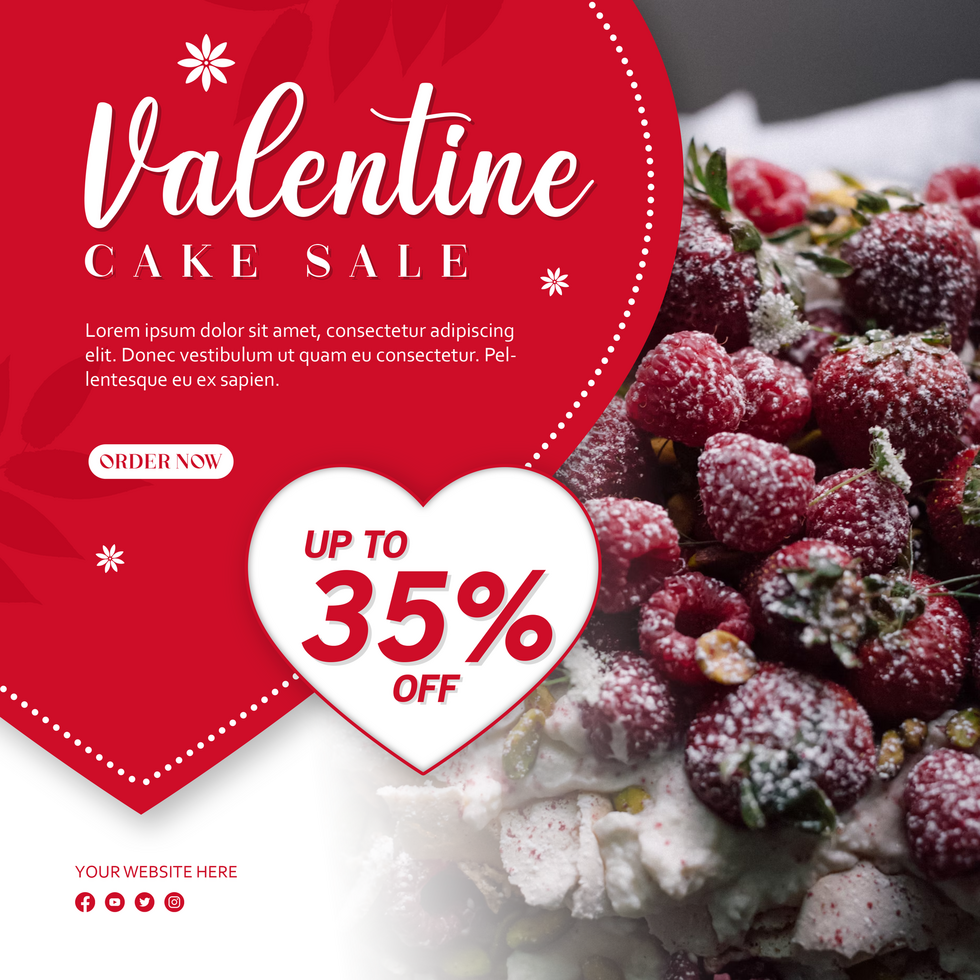 Valentines Cake Sale Social Media Post Template Design psd