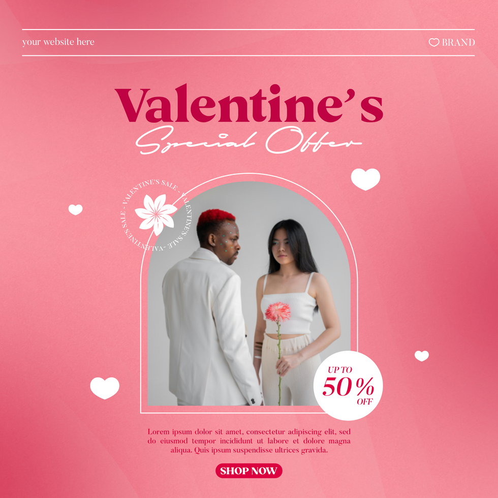 Valentine Special Offer Pink Gradient Theme Social Media Post Template Design psd
