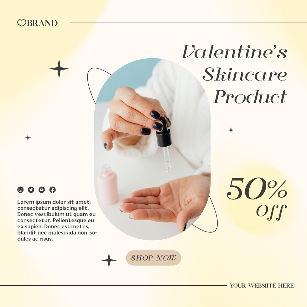 Skincare Product Sale Valentine Promotion Minimalist Design Social Media Post Template psd