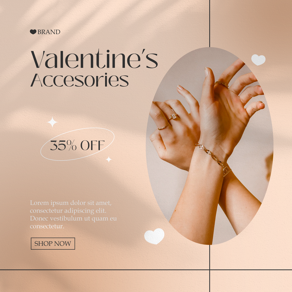 Valentine Sale Women Accessories Minimalist Elegant Theme Social Media Post Template Design psd