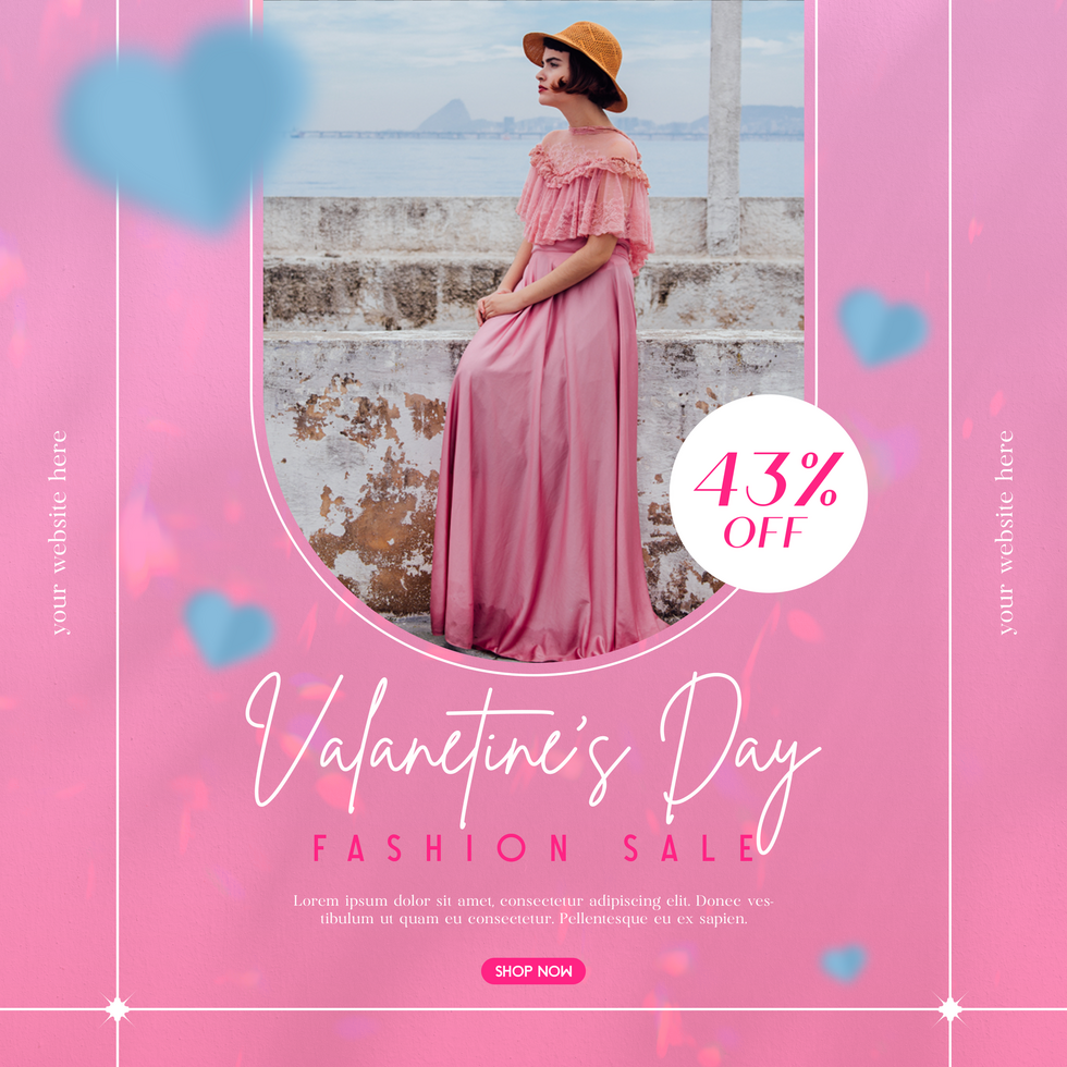 Valenines Day Fashion Sale Social Media Post Template Design psd
