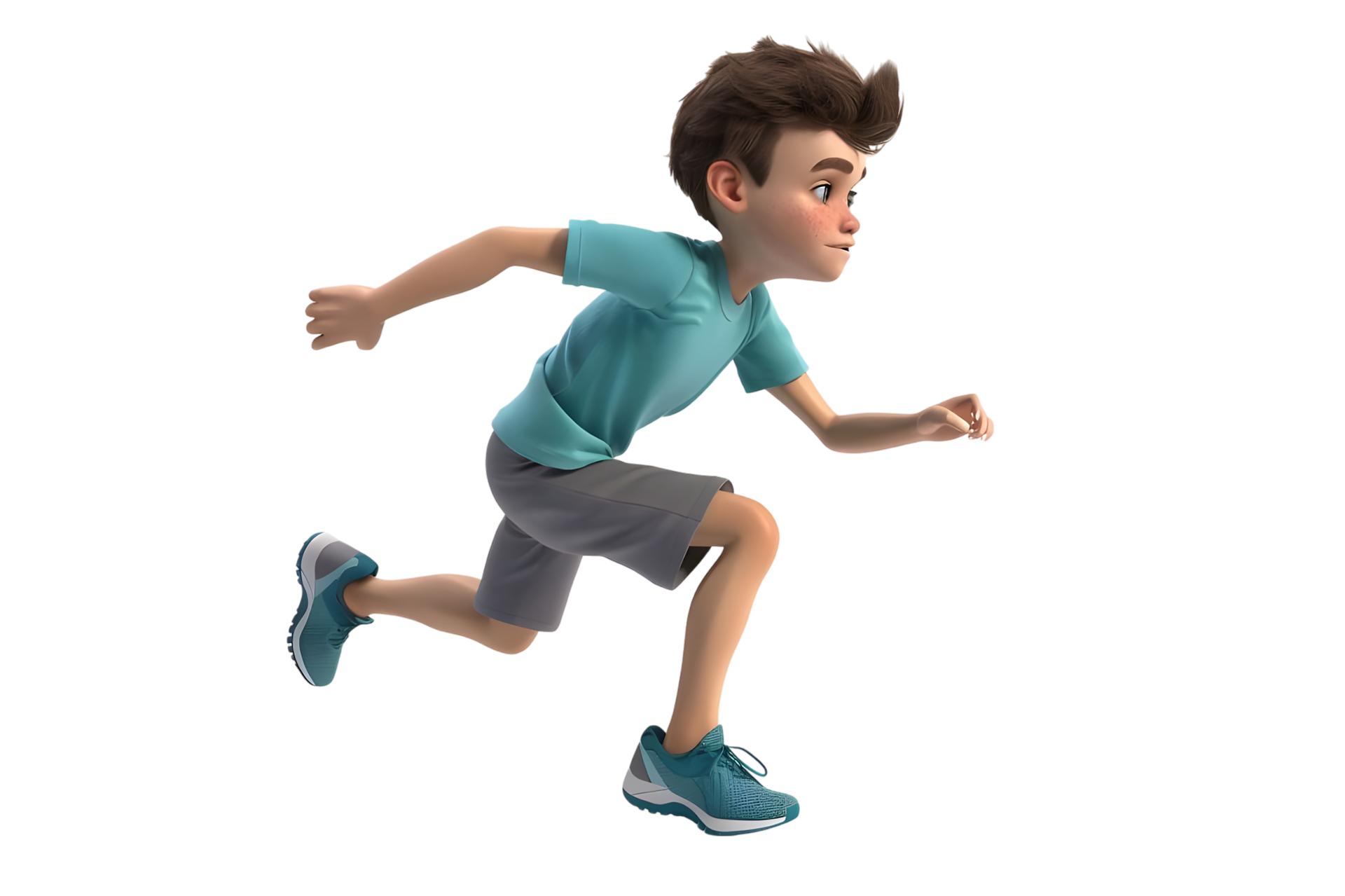 3D Cartoon Boy Running. Isolated on transparent background 48759185 PNG