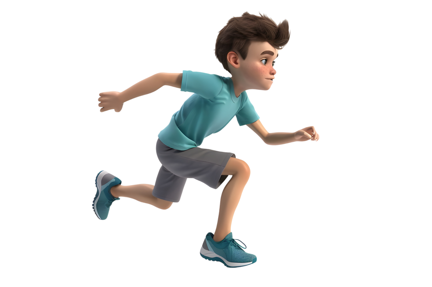 3D Cartoon Boy Running. Isolated on transparent background png