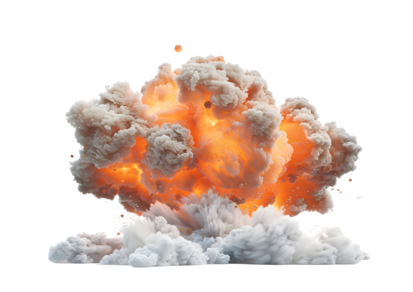 Powerful Explosion with Smoke and Fire. isolated on transparent background png